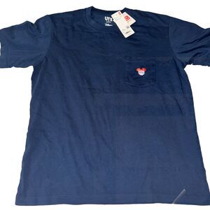 NWT Uniqlo Navy T-shirt Mickey Mouse Embroidered Size L P33